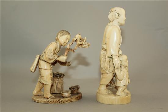 Two Japanese ivory okimono, early 20th century, 12.5cm